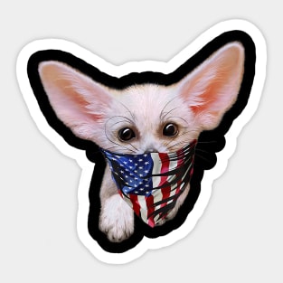 Patriot Fennec Fox Puppy in USA America Bandana Sticker